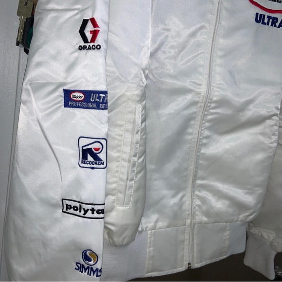 Vintage Glidden Ultra Paint Racing Nascar Jacket Size Large Promo White Nylon - Picture 5 of 7